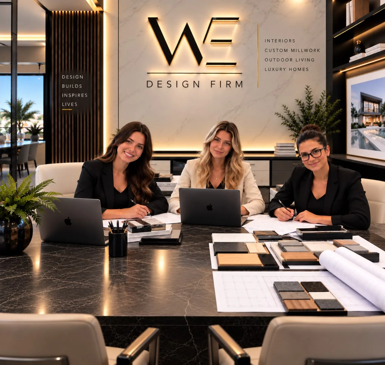 The We Design Firm team at the studio in Boca Raton